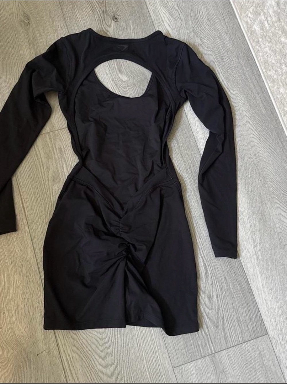 Gymshark Black Long-Sleeve Cutout Ruched Bodycon Dress